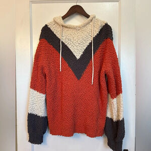 Women’s Boutique Color Block Popcorn Hoodie Large